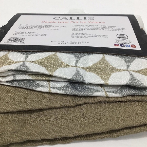 Callie Double Layer Pick Up Valance - 58x14 - Taupe/Silver - Picture 5 of 11